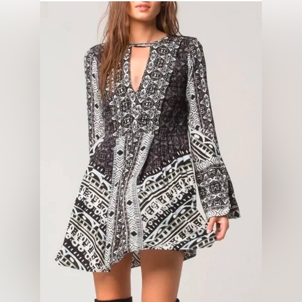 Free People Teegan Border Print Mini Dress